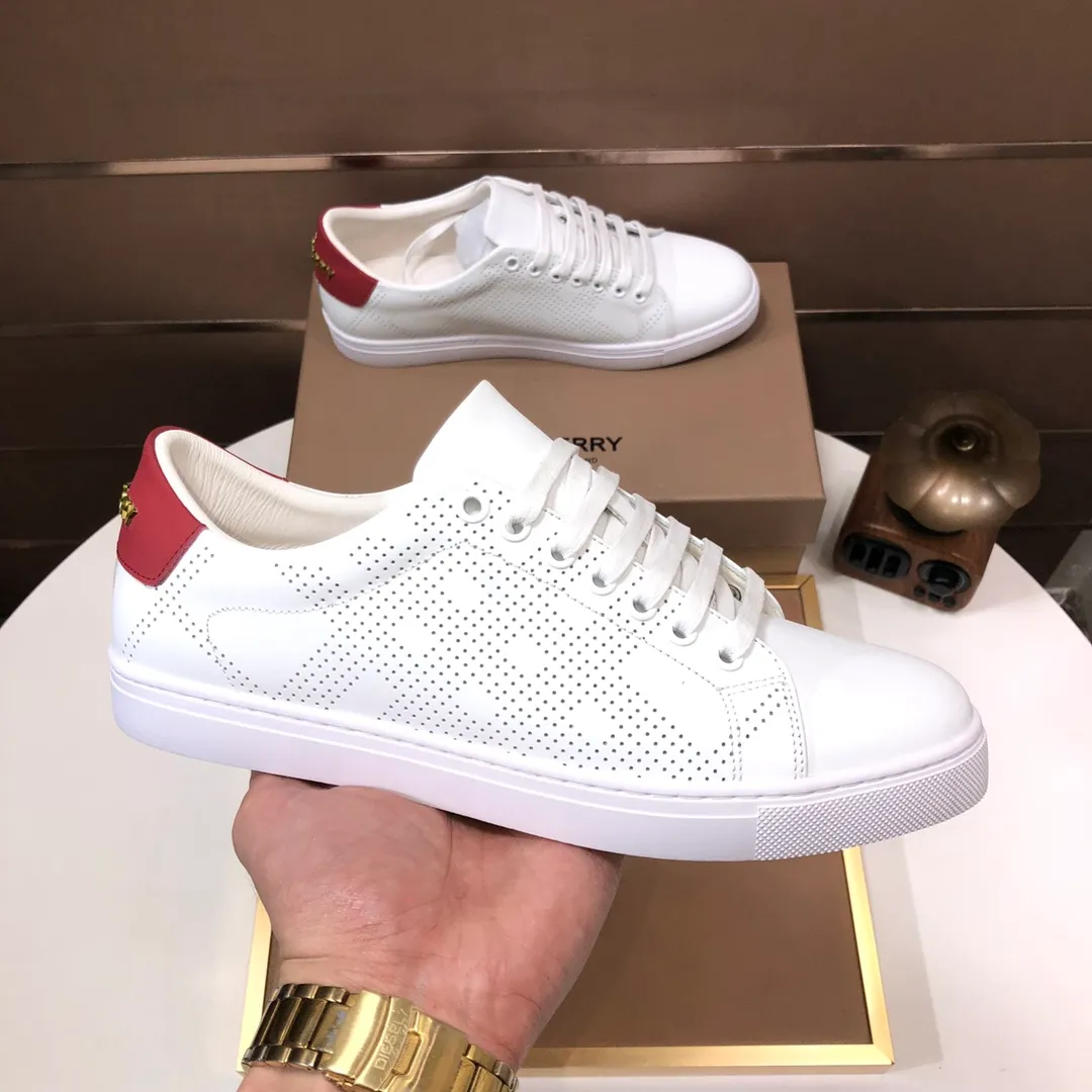 Men's shoes 💰480💰 [Burberry] (cowhide lining) classic low-top sneakers｜Imported cowhide with classic plaid fabric｜Cowhide lining｜Original outsole｜Fine workmanship and comfortable to wear Size: 38-44 (customized at 45)